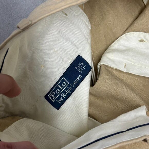 Vintage Polo Ralph Lauren Linen Silk Trousers Beige Pants 36x30 - Picture 7 of 11